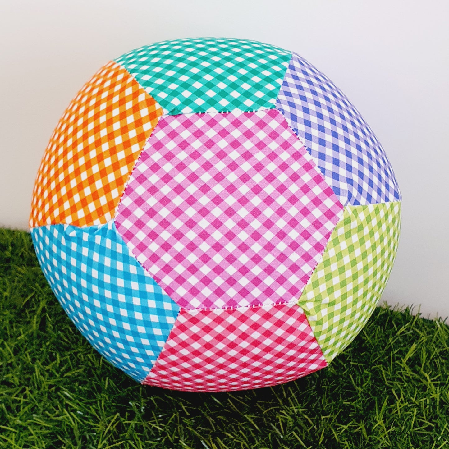 COLOURFUL GINGHAM Balloon Ball Cover - Balloon Balls - Sensory Baby / Toddler / Kids Balloon Play - Handmade Fabric Balloon Cover