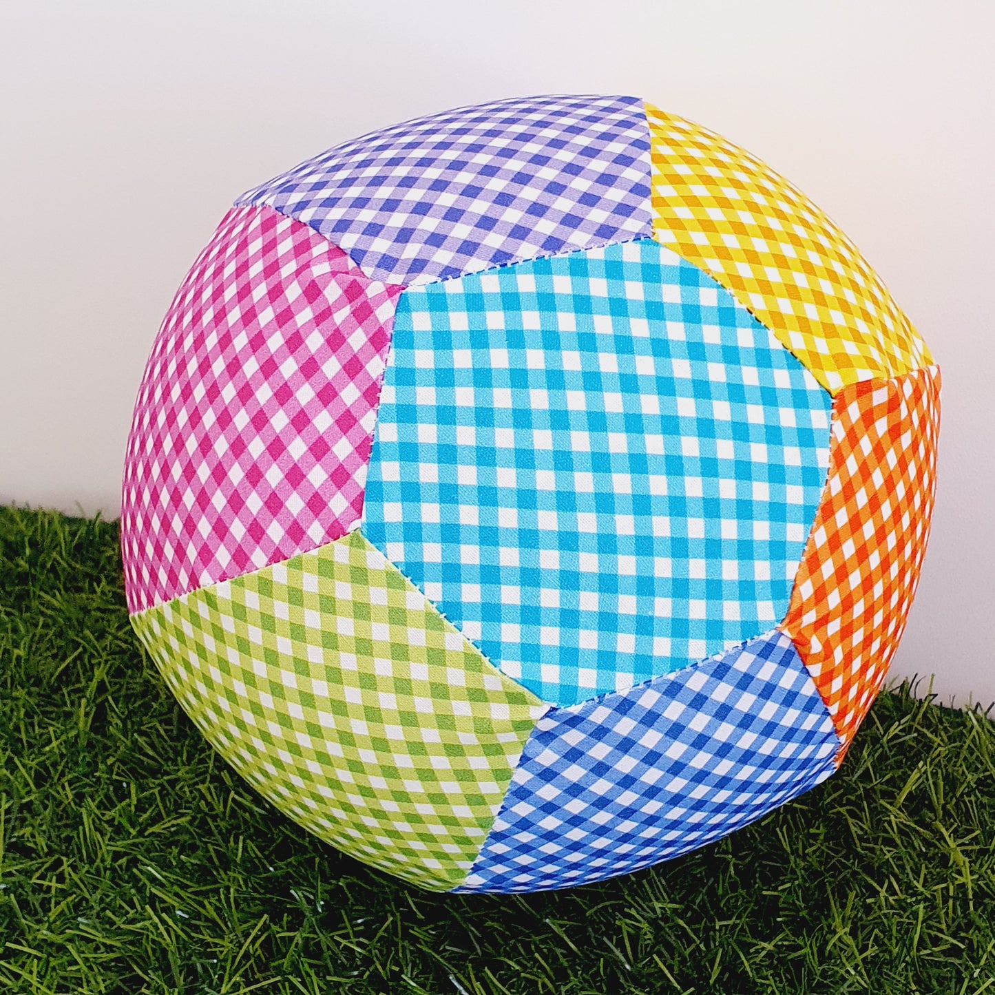 COLOURFUL GINGHAM Balloon Ball Cover - Balloon Balls - Sensory Baby / Toddler / Kids Balloon Play - Handmade Fabric Balloon Cover