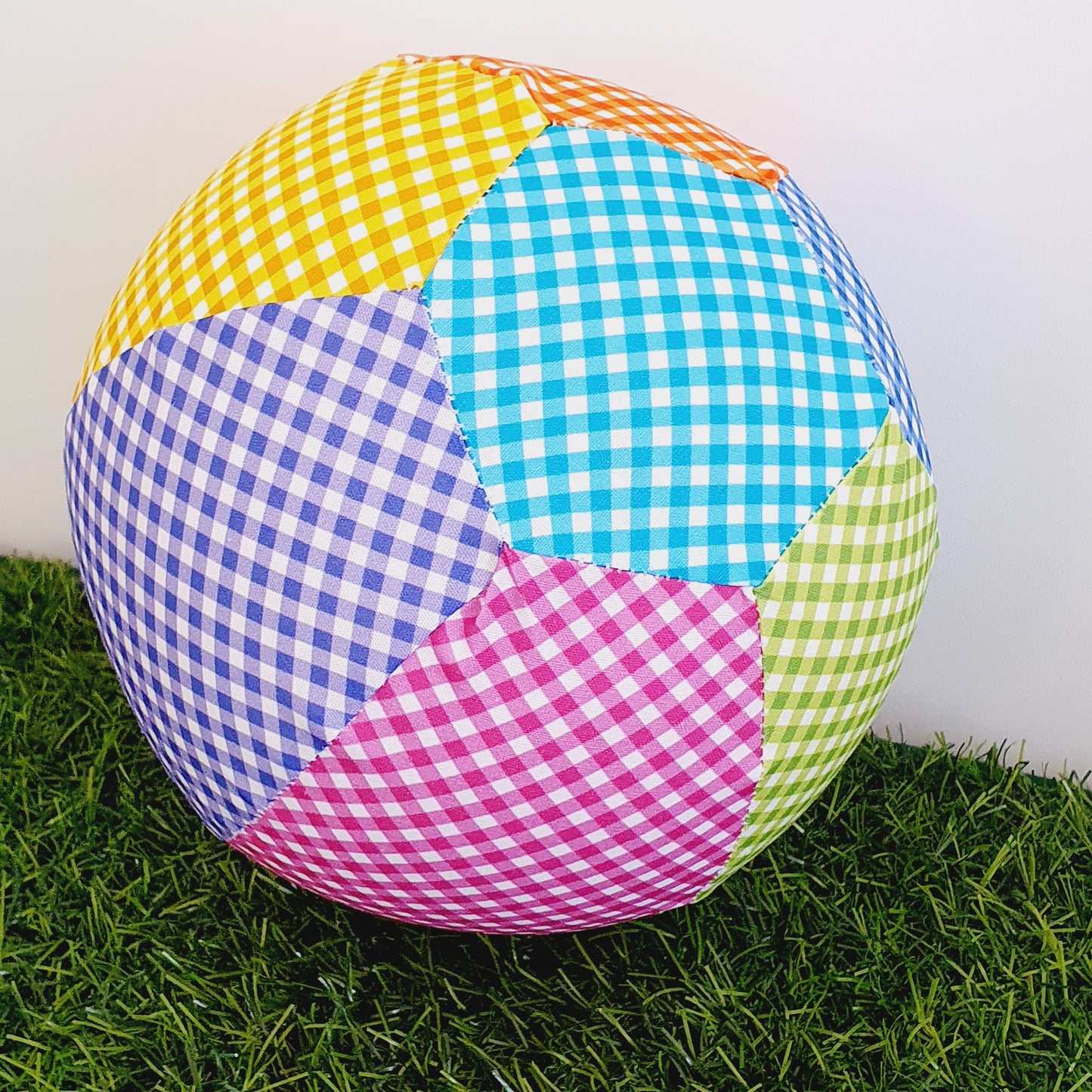 COLOURFUL GINGHAM Balloon Ball Cover - Balloon Balls - Sensory Baby / Toddler / Kids Balloon Play - Handmade Fabric Balloon Cover