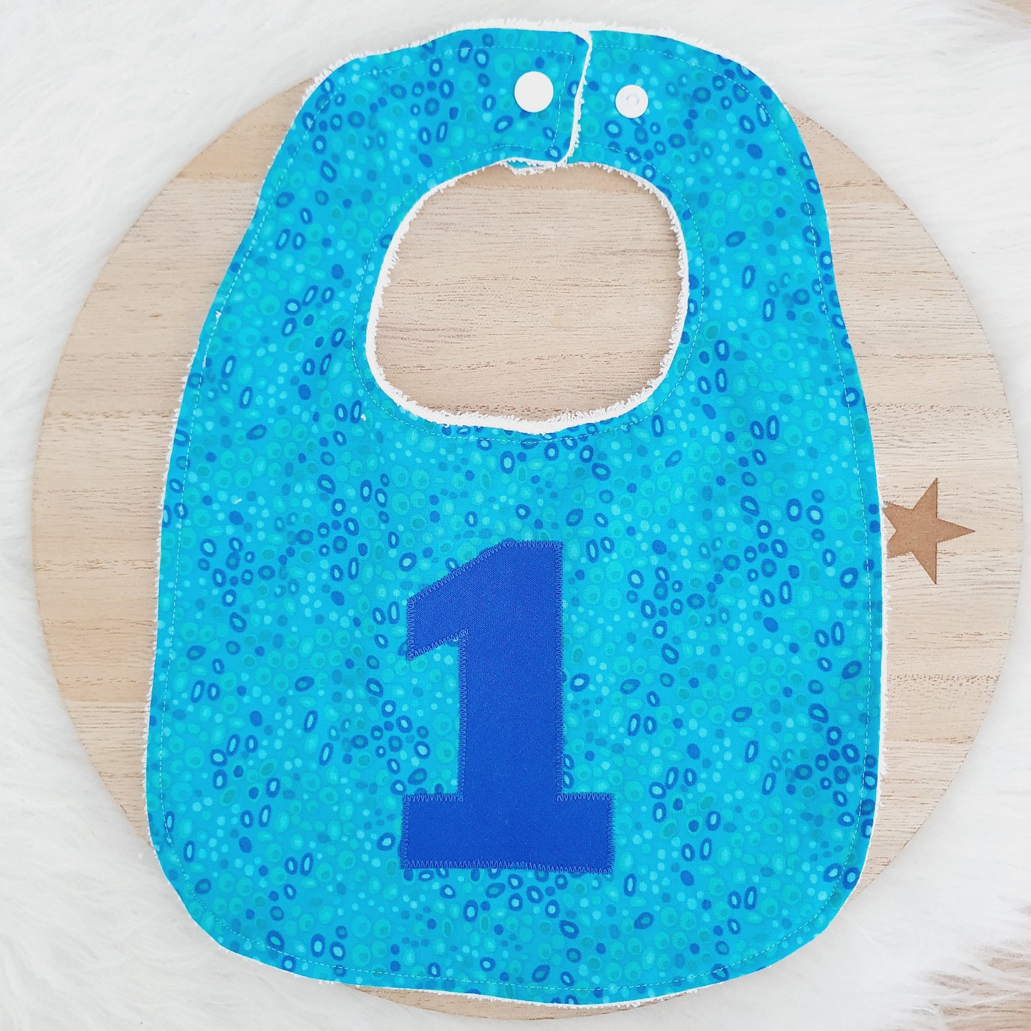 PEBBLES LIGHT 1st Birthday Bib, | Large Feeding Bib - Bamboo Backed Ultra Absorbent Bib