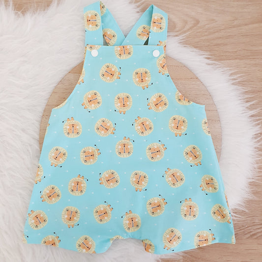 LION print Overalls, Baby Overalls, Short Leg Romper / 1st Birthday / Cake Smash Outfit, Size 1