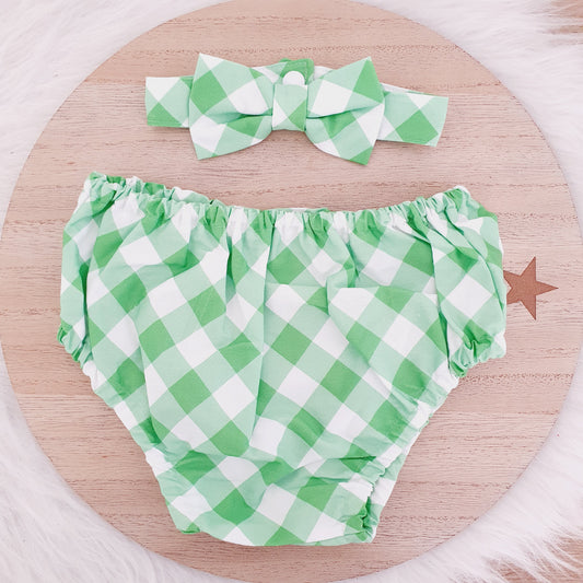 GREEN GINGHAM Boys Cake Smash Outfit, First Birthday Outfit, Size 0, 2 Piece Set