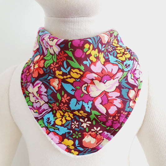 FLORAL print Bandana Dribble Bib - Bamboo Backed Ultra Absorbent Bib