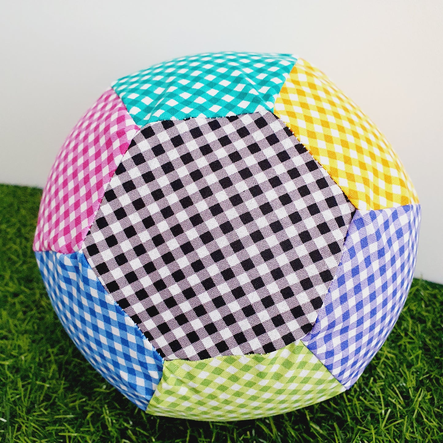 COLOURFUL GINGHAM Balloon Ball Cover - Balloon Balls - Sensory Baby / Toddler / Kids Balloon Play - Handmade Fabric Balloon Cover