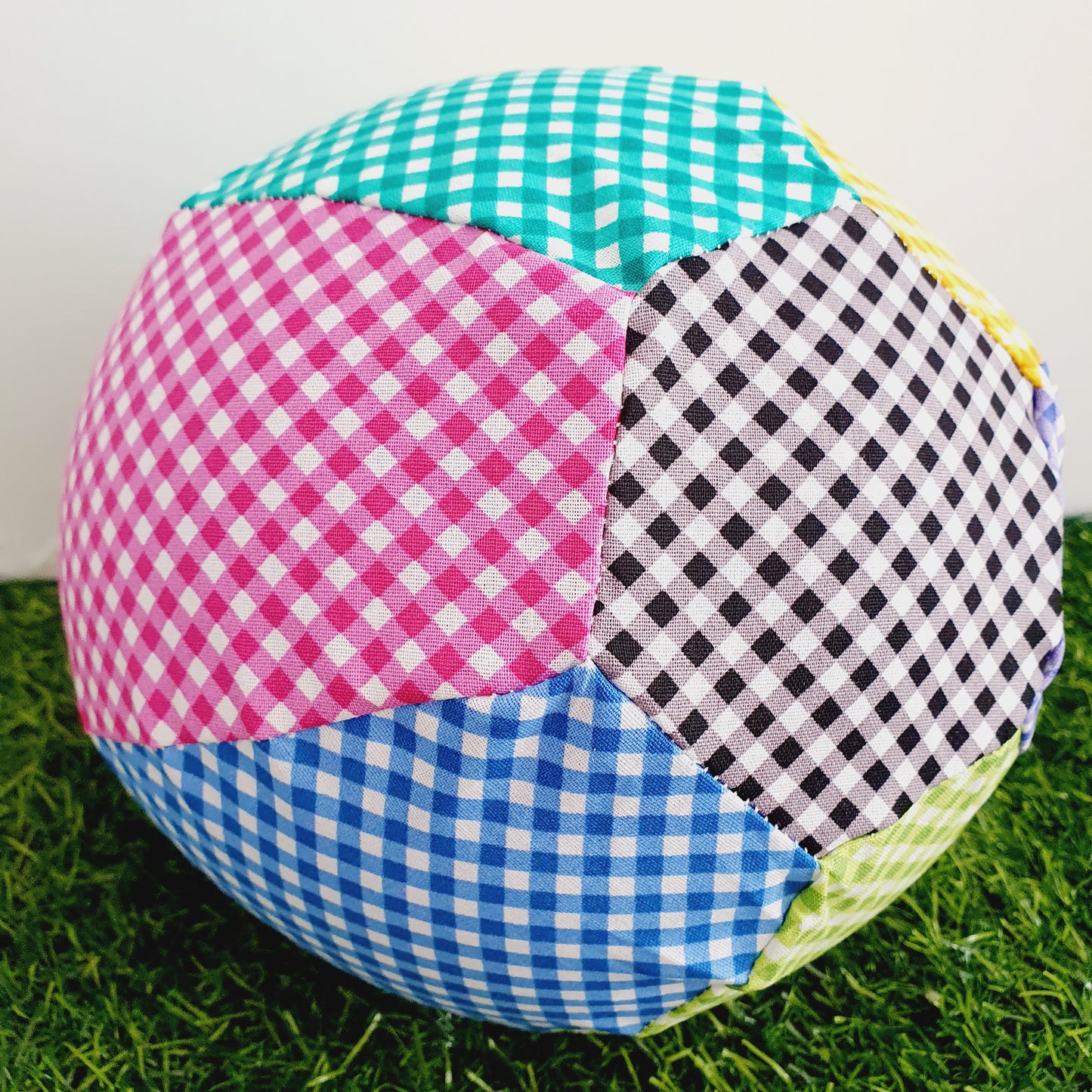 COLOURFUL GINGHAM Balloon Ball Cover - Balloon Balls - Sensory Baby / Toddler / Kids Balloon Play - Handmade Fabric Balloon Cover