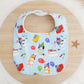 BLUE DOG print Small Feeding Bib - Organic Bamboo Backed, Ultra Absorbent Bib