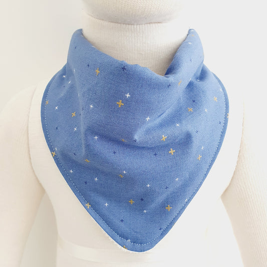 BLUE SPARKLER Bandana Dribble Bib - Bamboo Backed Ultra Absorbent Bib