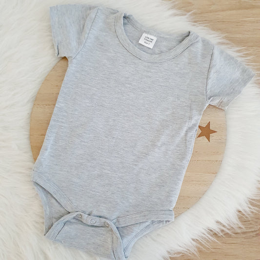 Grey Marle Short Sleeve Basic Bodysuit, Size 1