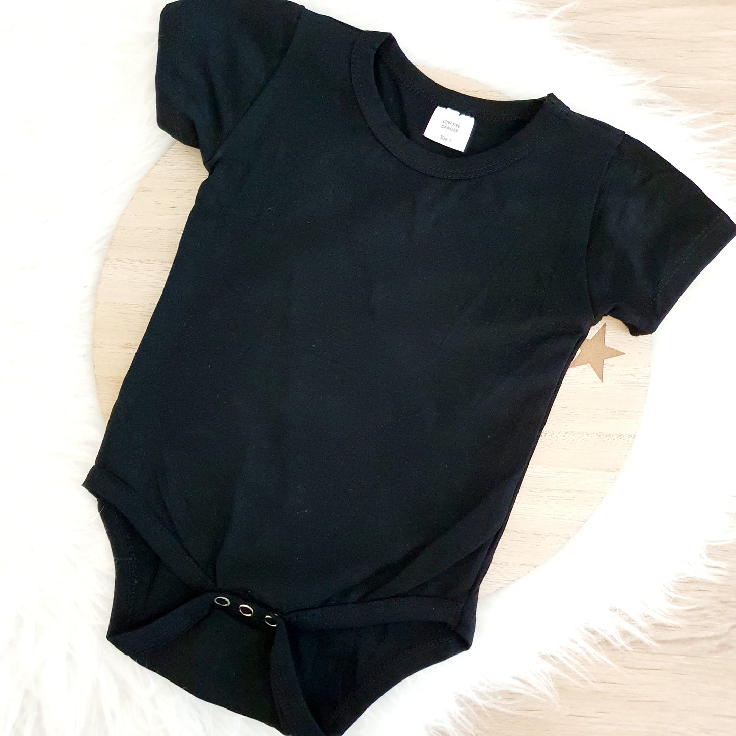 Black Short Sleeve Basic Bodysuit, Size 1