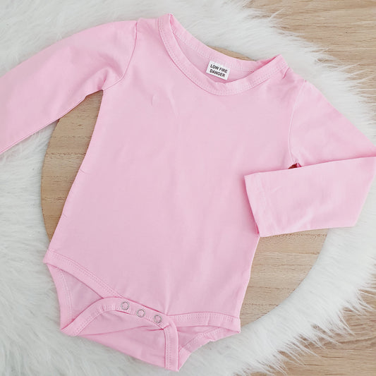 Pink Long Sleeve Basic Bodysuit, Size 2