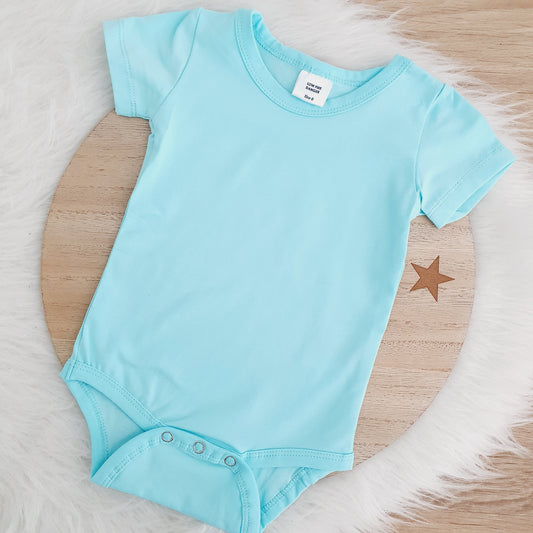 Tiffany Blue Short Sleeve Basic Bodysuit, Size 0