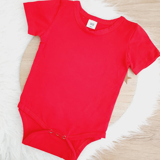 Red Short Sleeve Basic Bodysuit, Size 2