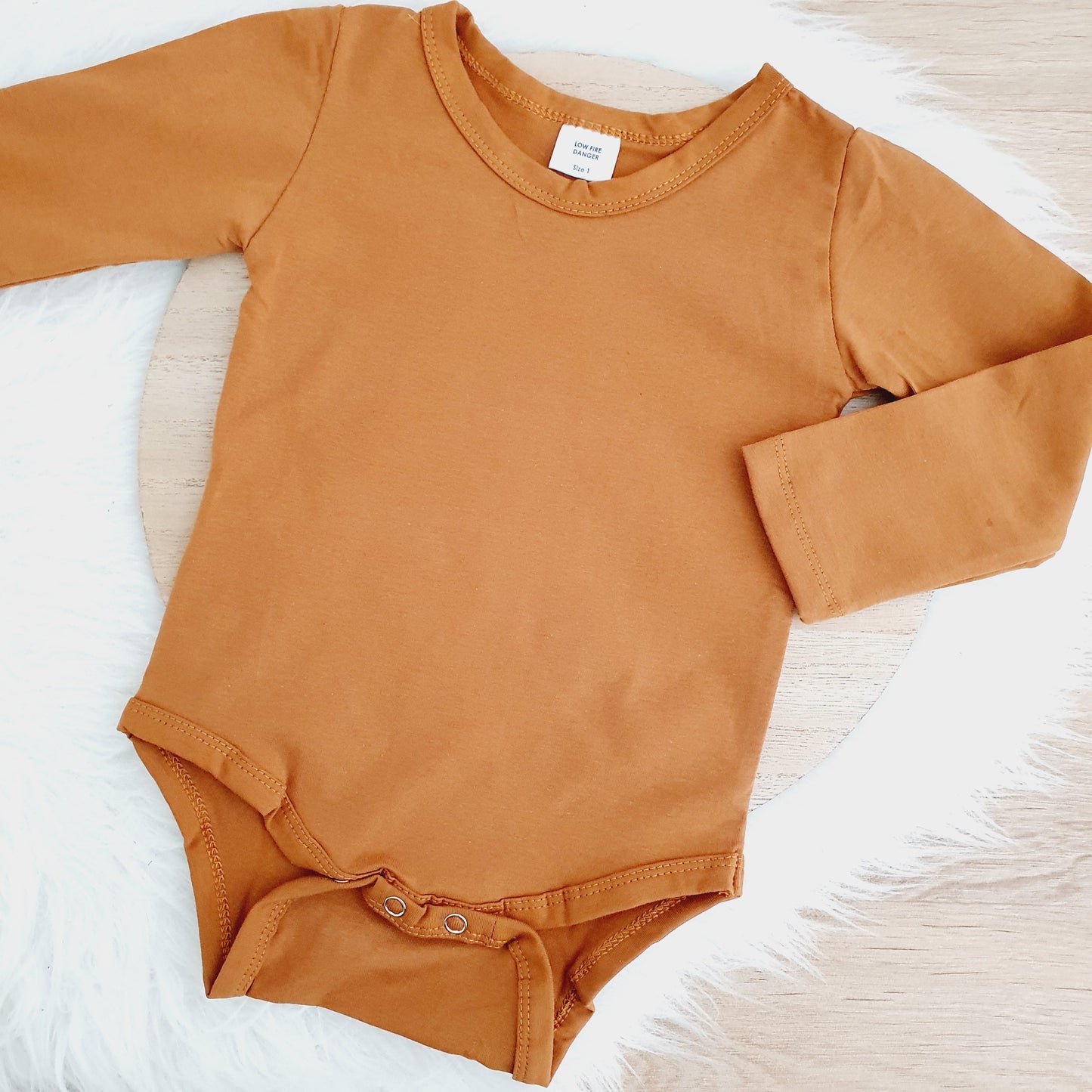 Brown Long Sleeve Basic Bodysuit, Size 1