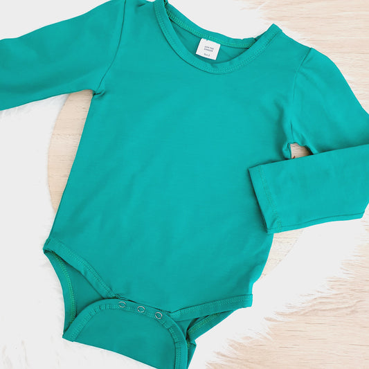 Emerald Green Long Sleeve Basic Bodysuit, Size 2