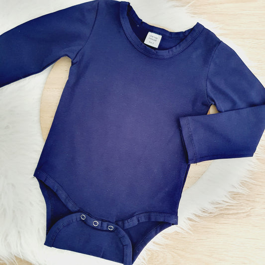 Navy Long Sleeve Basic Bodysuit, Size 2