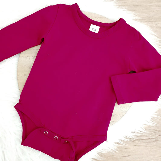 Berry Long Sleeve Basic Bodysuit, Size 1