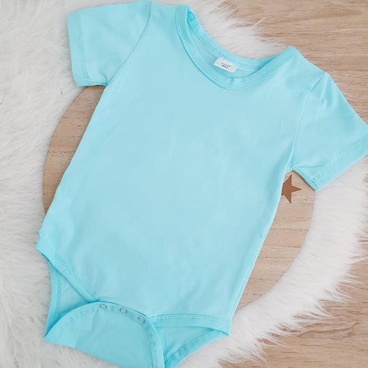 Tiffany Blue Short Sleeve Basic Bodysuit, Size 2