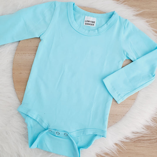 Blue Long Sleeve Basic Bodysuit, Size 1