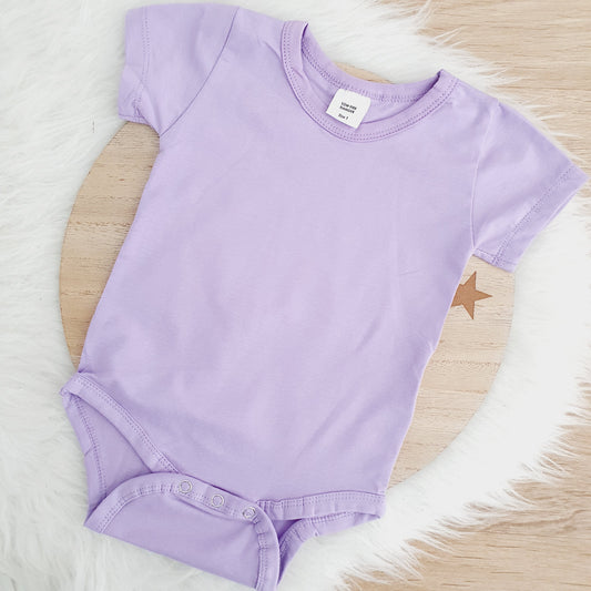 Lavender Short Sleeve Basic Bodysuit, Size 1