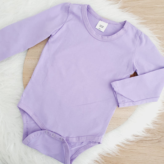 Lavender Long Sleeve Basic Bodysuit, Size 1