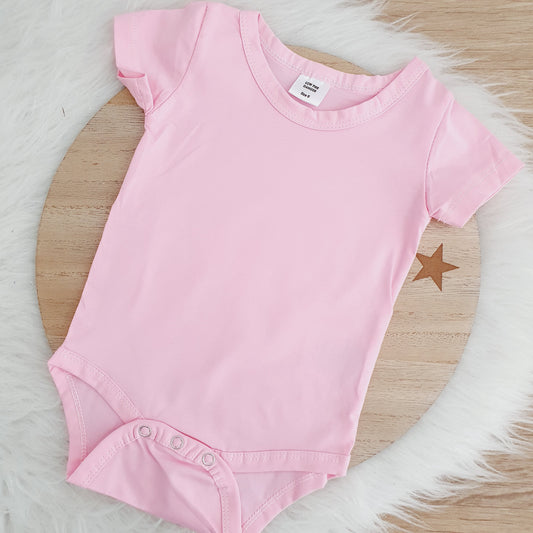 Pink Short Sleeve Basic Bodysuit, Size 0