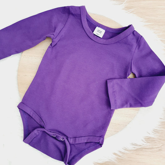 Dark Purple Long Sleeve Basic Bodysuit, Size 0