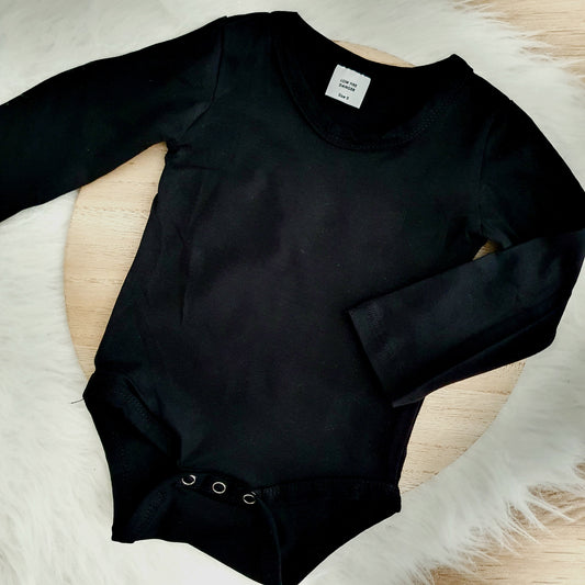 Black Long Sleeve Basic Bodysuit, Size 0