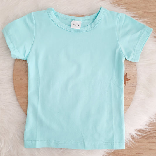 Tiffany Blue Short Sleeve Basic Top, Size 1-2