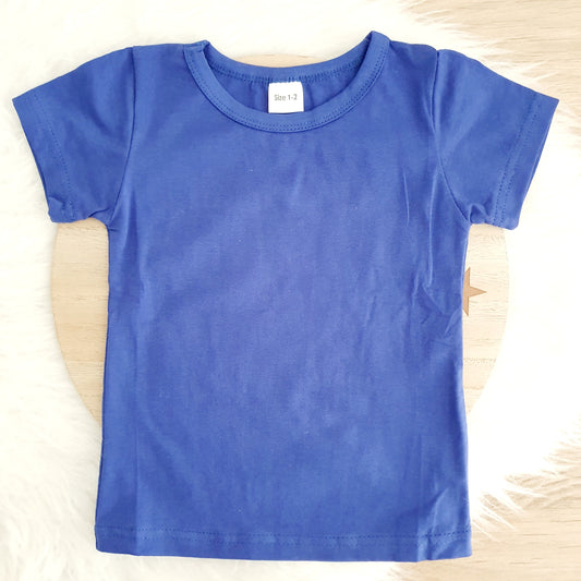 Royal Blue Short Sleeve Basic Top, Size 1-2