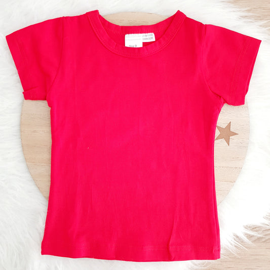 Red Short Sleeve Basic Top, Size 0-1