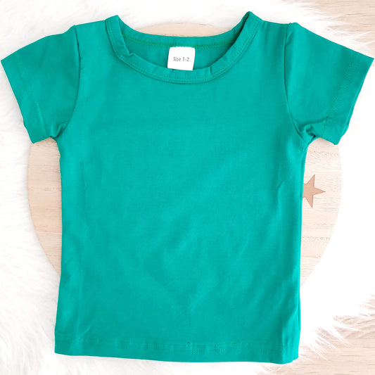 Emerald Green Short Sleeve Basic Top, Size 1-2