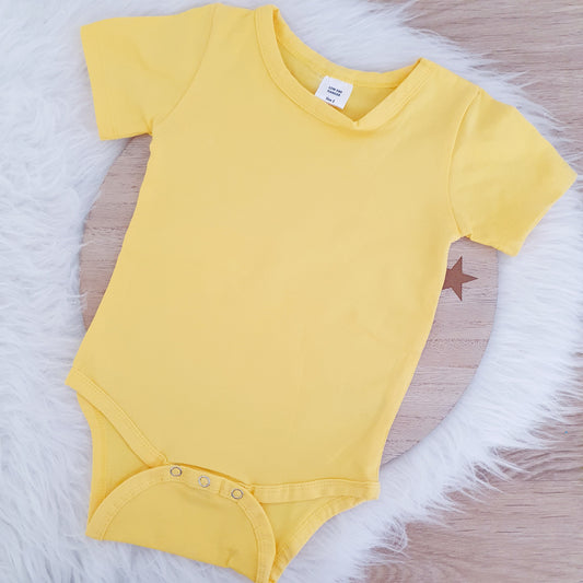 Yellow Short Sleeve Basic Bodysuit, Size 2