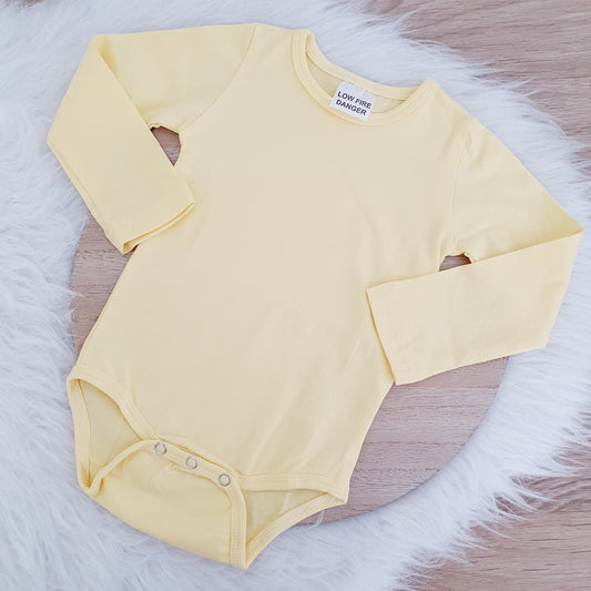 Light Yellow Long Sleeve Basic Bodysuit, Size 0