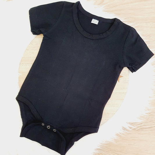 Black Short Sleeve Basic Bodysuit, Size 2