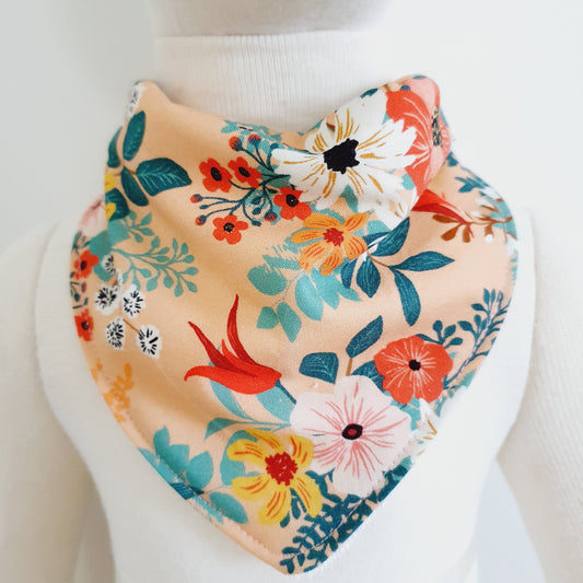 Bandana Dribble Bib - Bamboo Backed Ultra Absorbent Bib - APRICOT FLORAL