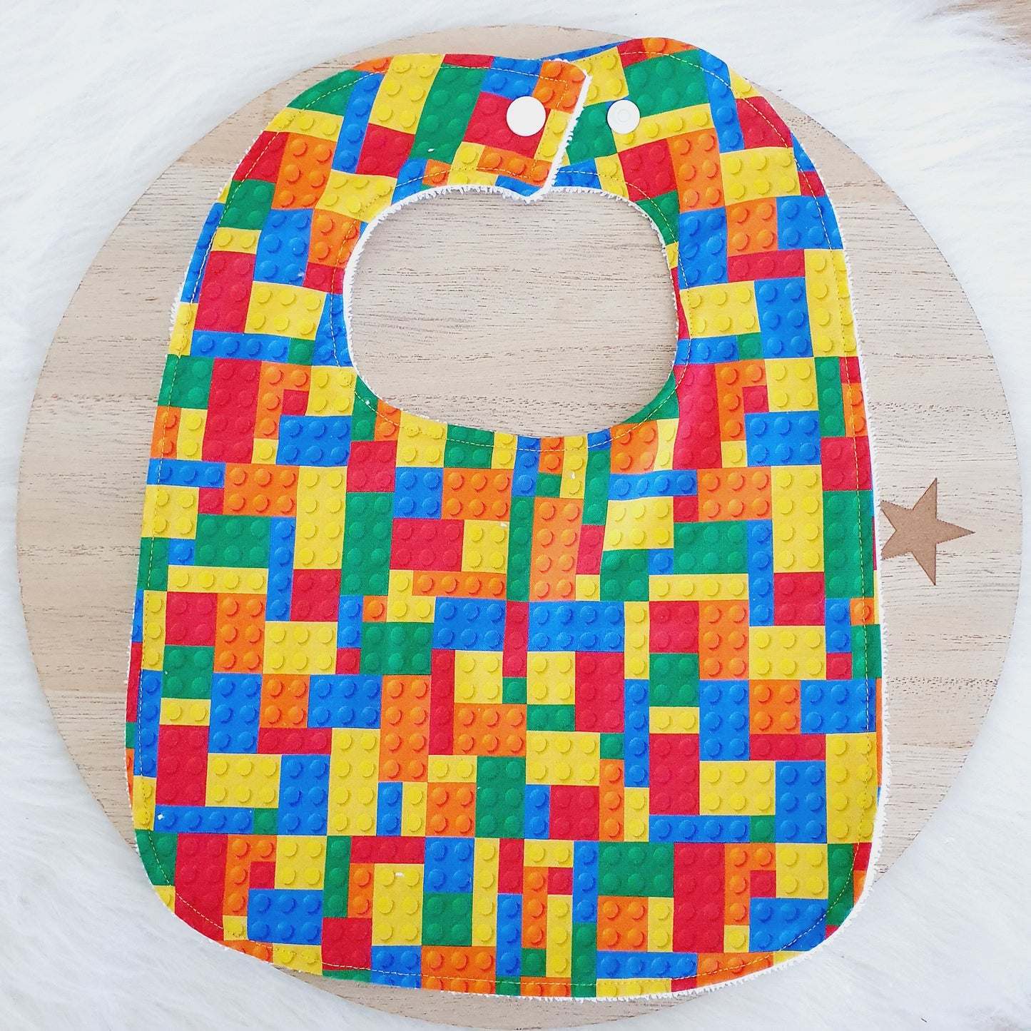 BLOCKS print Feeding Bib - Organic Bamboo Backed, Ultra Absorbent Bib