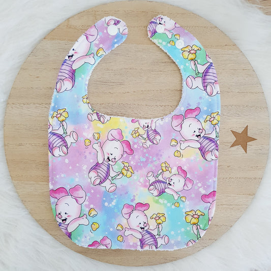 PIGLET print Small Feeding Bib - Organic Bamboo Backed, Ultra Absorbent Bib