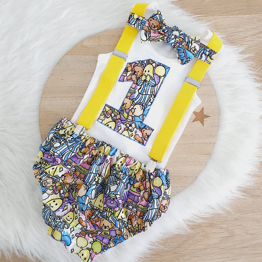 BANANAS print Boys 1st Birthday Outfit, Size 1