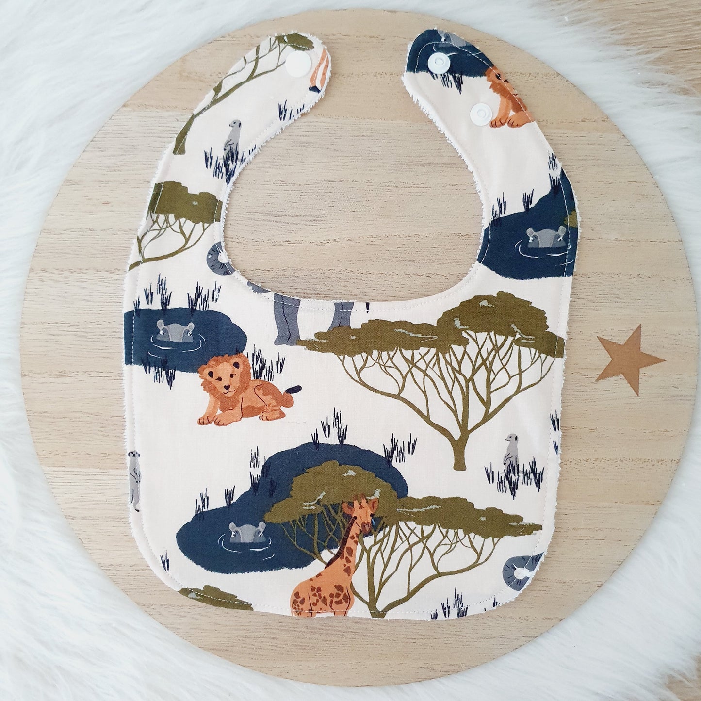 Bib, Handmade Baby Bib, Feeding Bib - Safari