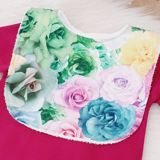 Bib, Handmade Baby Bib, Feeding Bib - Roses