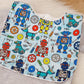 Bib, Handmade Baby Bib, Large Feeding Bib - Robots