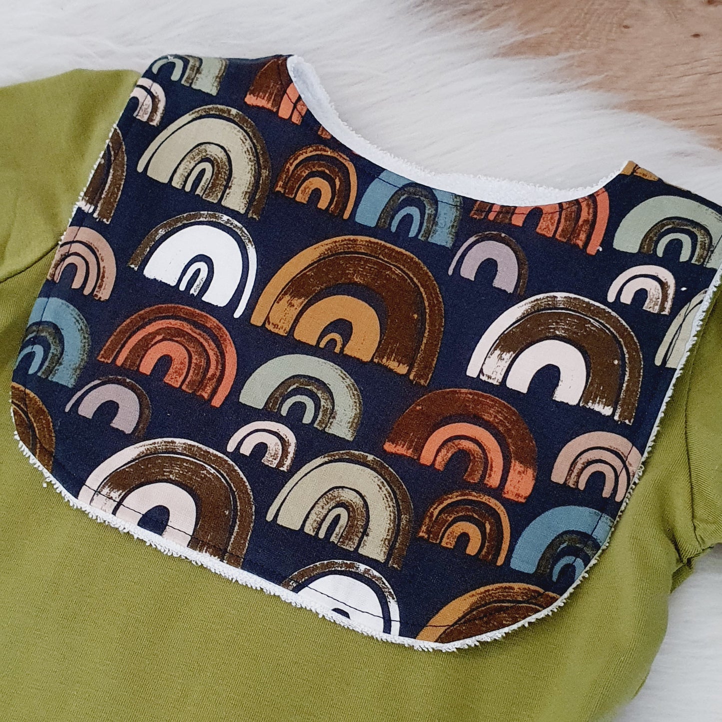 Bib, Handmade Baby Bib, Feeding Bib - Boho Rainbows