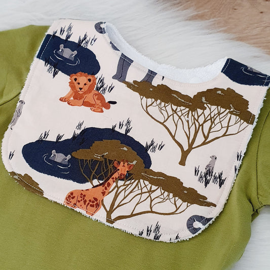 Bib, Handmade Baby Bib, Feeding Bib - Safari