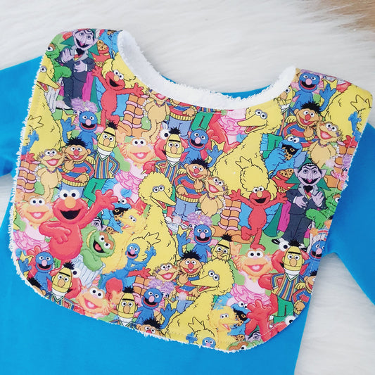 Bib, Handmade Baby Bib, Feeding Bib - Sesame Street print