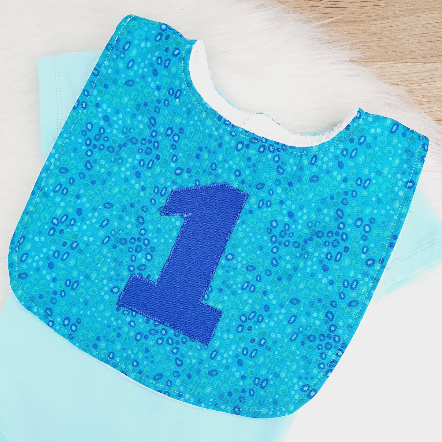 PEBBLES LIGHT 1st Birthday Bib, | Large Feeding Bib - Bamboo Backed Ultra Absorbent Bib