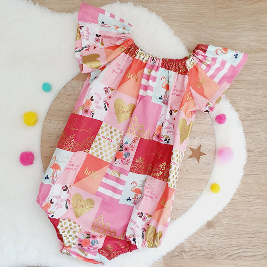 HOORAY PINK & GOLD Baby Girl Playsuit, Size 1, 1st Birthday / Cake Smash Outfit