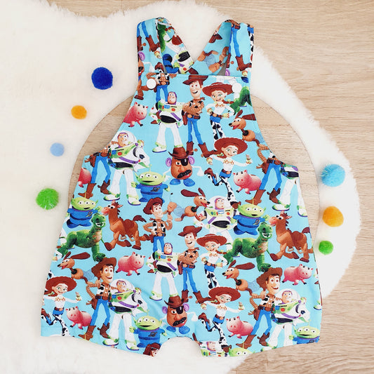 TOYS print Overalls, Baby Overalls, Short Leg Romper, Size 1