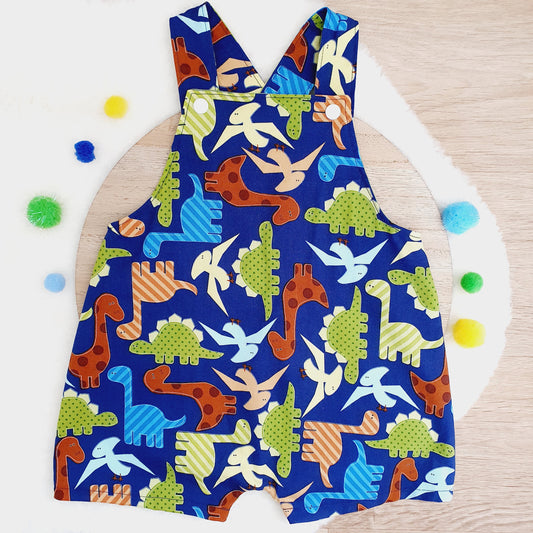 DINOSAURS print Overalls, Baby Overalls, Short Leg Romper, Size 1