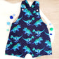 DINOSAURS print Overalls, Baby / Toddler Overalls, Short Leg Romper, Size 2