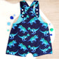 DINOSAURS print Overalls, Baby / Toddler Overalls, Short Leg Romper, Size 2